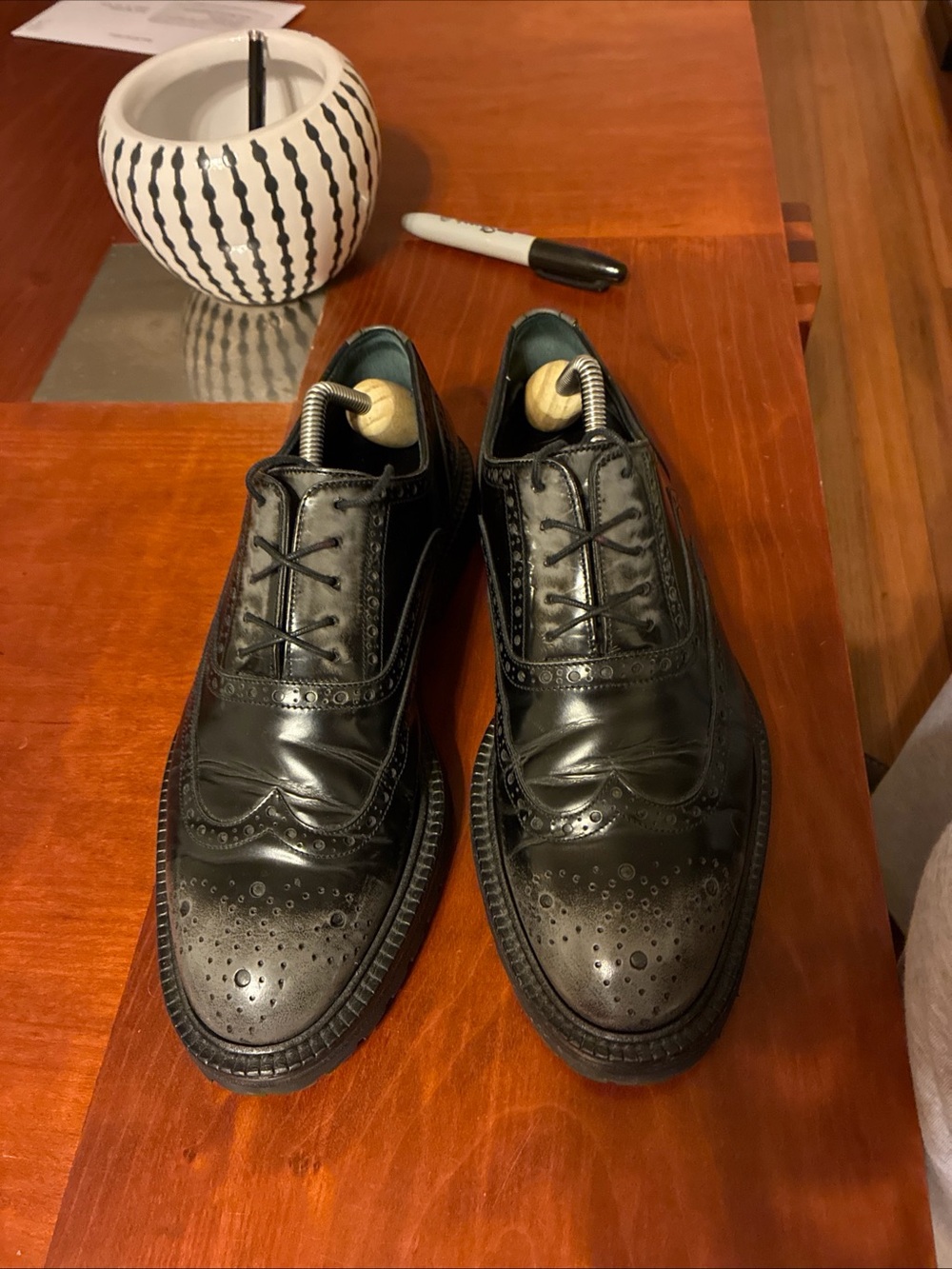 Burberry Prorsum Black Patent Leather Shortwing Oxfords EU40 Italy